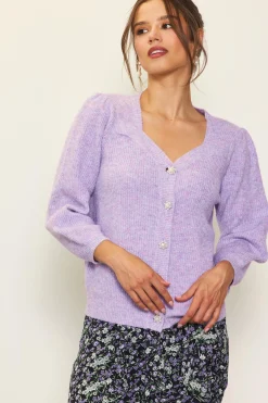 Jewelry Button Puff Sleeve Cardigan*SKIES ARE BLUE Clearance