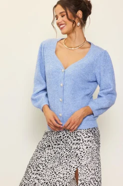 Jewelry Button Puff Sleeve Cardigan*SKIES ARE BLUE Best
