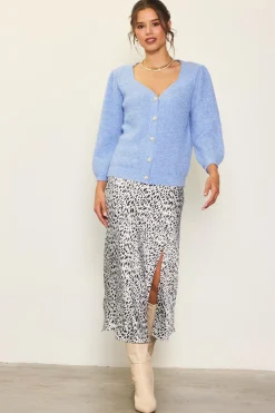 Jewelry Button Puff Sleeve Cardigan*SKIES ARE BLUE Best