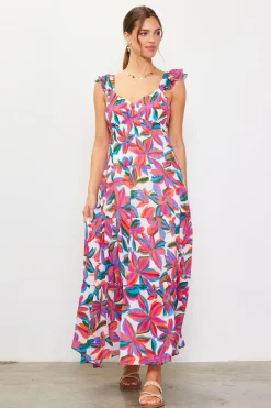 Juliette Floral Print Ruffle Sleeve Maxi Dress*SKIES ARE BLUE Clearance