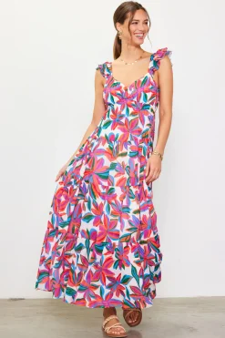 Juliette Floral Print Ruffle Sleeve Maxi Dress*SKIES ARE BLUE Clearance