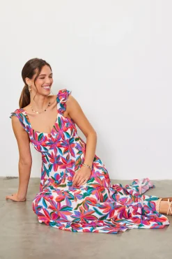 Juliette Floral Print Ruffle Sleeve Maxi Dress*SKIES ARE BLUE Clearance