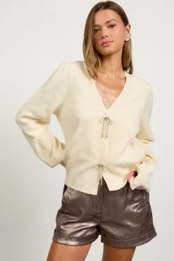 Kaira Ribbon Detail Puff Sleeve Cardigan*SKIES ARE BLUE Hot