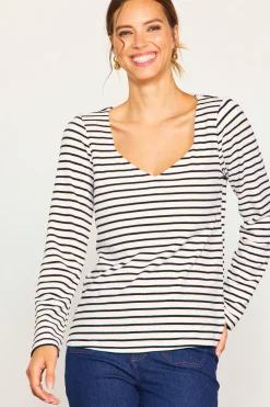 Knit Striped Longsleeve Top*SKIES ARE BLUE Best