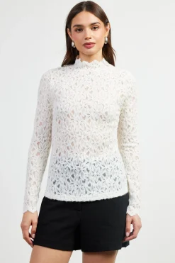 Lace Mock Neck Top*SKIES ARE BLUE Discount