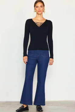 Laced Up Long Sleeve Knit Top*SKIES ARE BLUE Hot