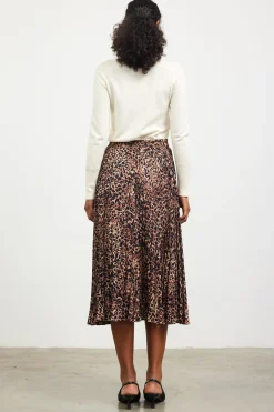 Leopard Print Pleated Midi Skirt*SKIES ARE BLUE Outlet