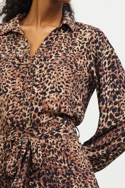 Leopard Print Shirt Midi Dress*SKIES ARE BLUE