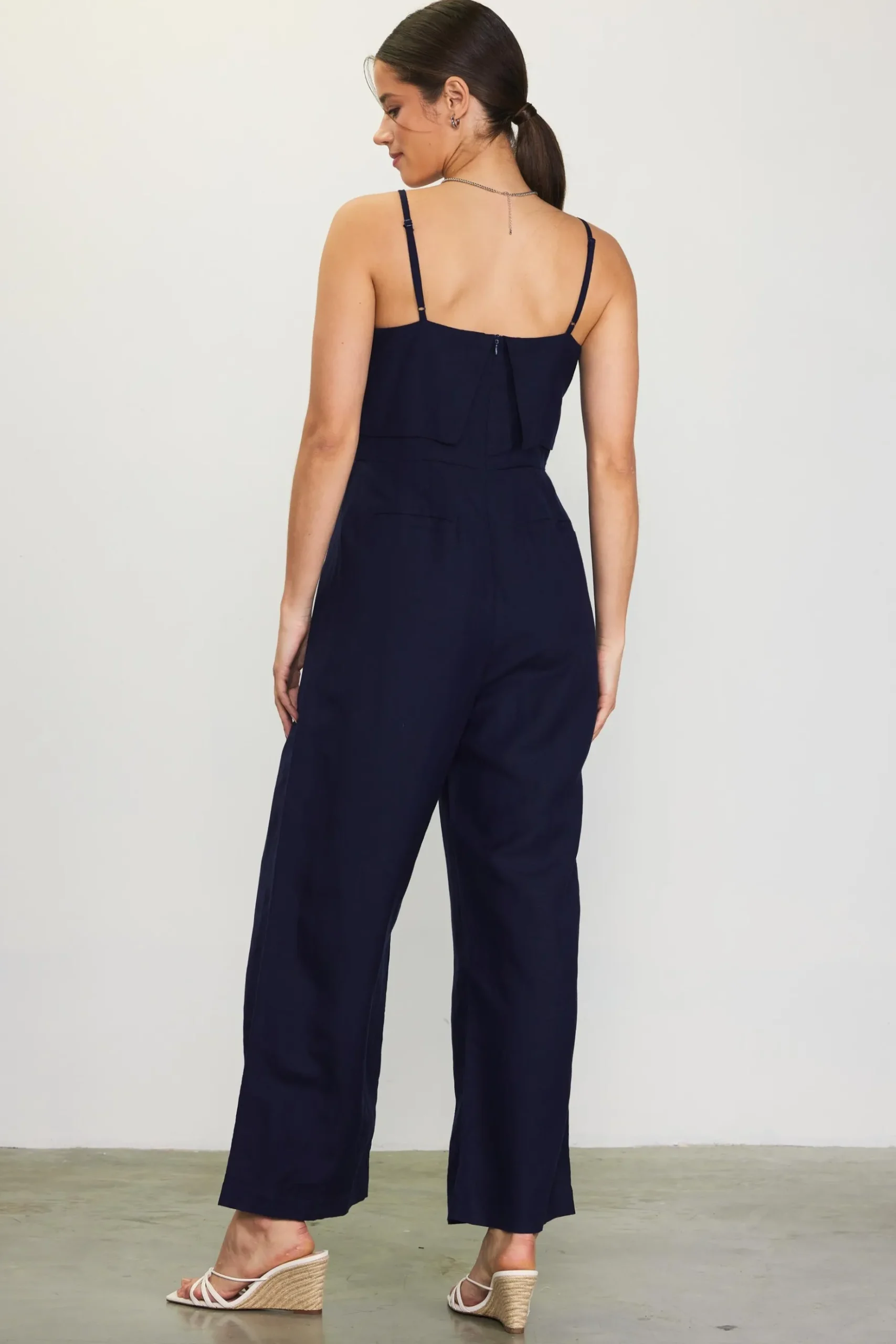 Linen Blend Shoulder Strap Jumpsuit*SKIES ARE BLUE Best