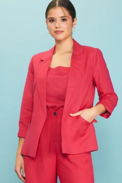 Linen Blend Three-Quarter Sleeve Blazer*SKIES ARE BLUE