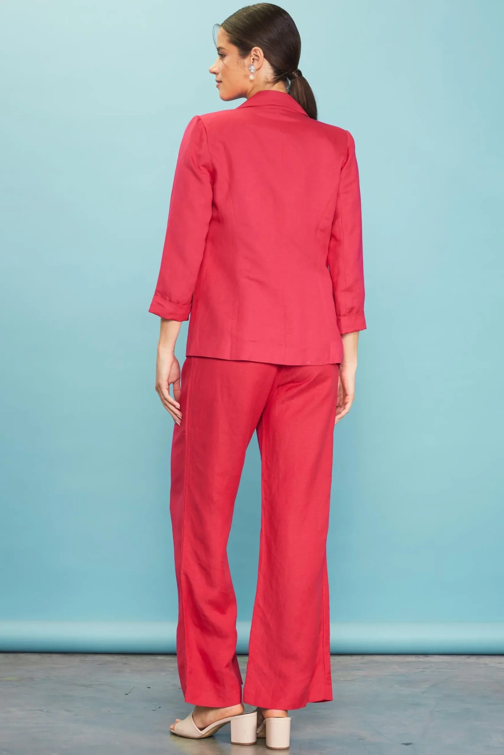 Linen Blend Three-Quarter Sleeve Blazer*SKIES ARE BLUE