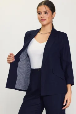 Linen Blend Three-Quarter Sleeve Blazer*SKIES ARE BLUE New