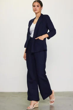 Linen Blend Three-Quarter Sleeve Blazer*SKIES ARE BLUE New