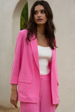 Linen Cuffed Sleeve Blazer*SKIES ARE BLUE Outlet