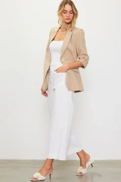 Linen Pinstripe Cuffed Blazer*SKIES ARE BLUE Outlet