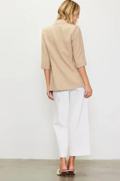 Linen Pinstripe Cuffed Blazer*SKIES ARE BLUE Outlet
