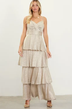 Lurex Tiered Maxi Dress*SKIES ARE BLUE