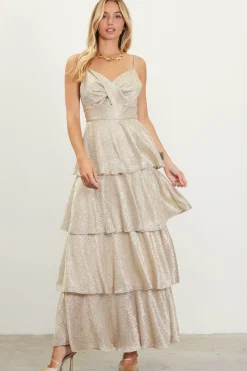 Lurex Tiered Maxi Dress*SKIES ARE BLUE