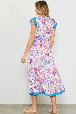 Magnolia Border Print Flutter Sleeve Dress*SKIES ARE BLUE Hot