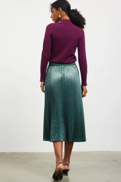Metallic Foil Pleated Midi Skirt*SKIES ARE BLUE Sale