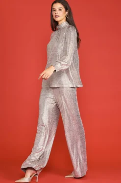 Metallic Foil Print Mock Neck Top*SKIES ARE BLUE Discount
