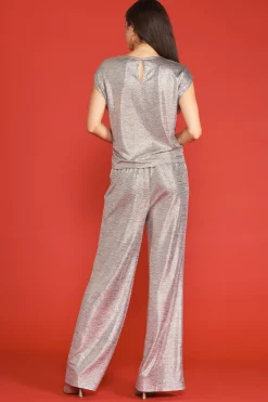 Metallic Foil Print Shirred Waist Top*SKIES ARE BLUE Online
