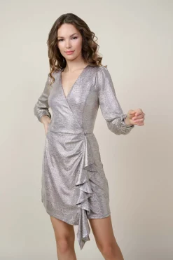 Metallic Ruffled Mini Dress*SKIES ARE BLUE Online
