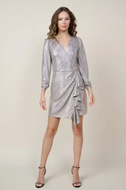 Metallic Ruffled Mini Dress*SKIES ARE BLUE Online