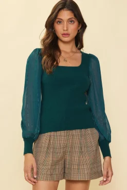 Mixed Media Contrast Knit Top*SKIES ARE BLUE Hot