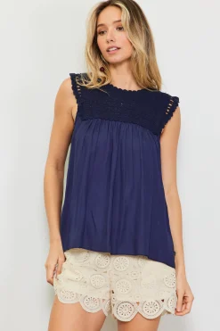Mixed Media Lace Top*SKIES ARE BLUE Discount