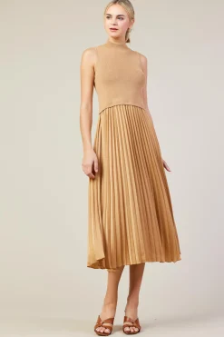 Mixed Media Pleated Midi Dress*SKIES ARE BLUE Sale