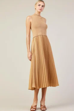 Mixed Media Pleated Midi Dress*SKIES ARE BLUE Sale