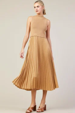Mixed Media Pleated Midi Dress*SKIES ARE BLUE Sale