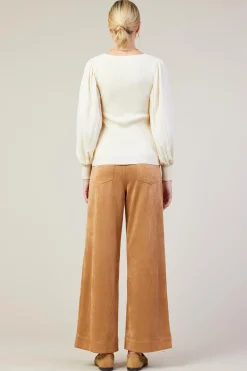 Mixed Media Pleated Sleeve Top*SKIES ARE BLUE