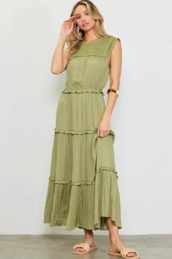 Mixed Media Ruffled Tiered Midi Dress*SKIES ARE BLUE Sale