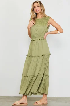 Mixed Media Ruffled Tiered Midi Dress*SKIES ARE BLUE Sale