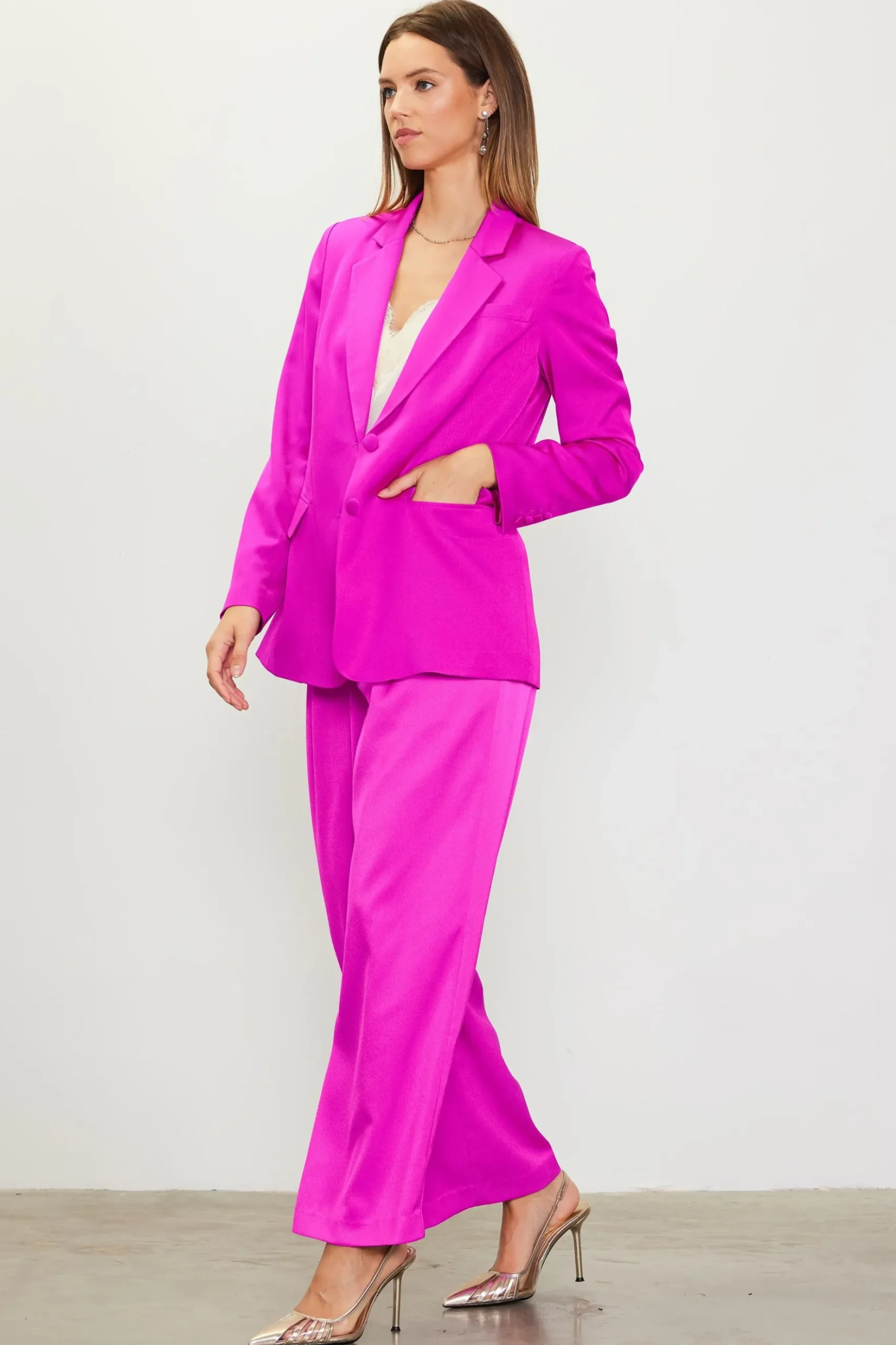 Neon Satin Welt Pocket Blazer*SKIES ARE BLUE