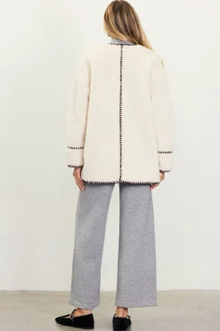Noelle Contrast Stitch Detail Sherpa Coat*SKIES ARE BLUE New