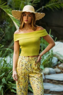 Off Shoulder Ribbed Knit Top*SKIES ARE BLUE New