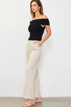 Off Shoulder Ribbed Knit Top*SKIES ARE BLUE Discount