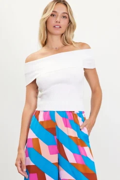 Off Shoulder Ribbed Knit Top*SKIES ARE BLUE Clearance