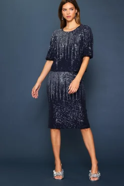 Ombre Sequin Midi Skirt*SKIES ARE BLUE Outlet