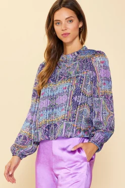 Paisley Motif Smocked Detail Top*SKIES ARE BLUE Clearance
