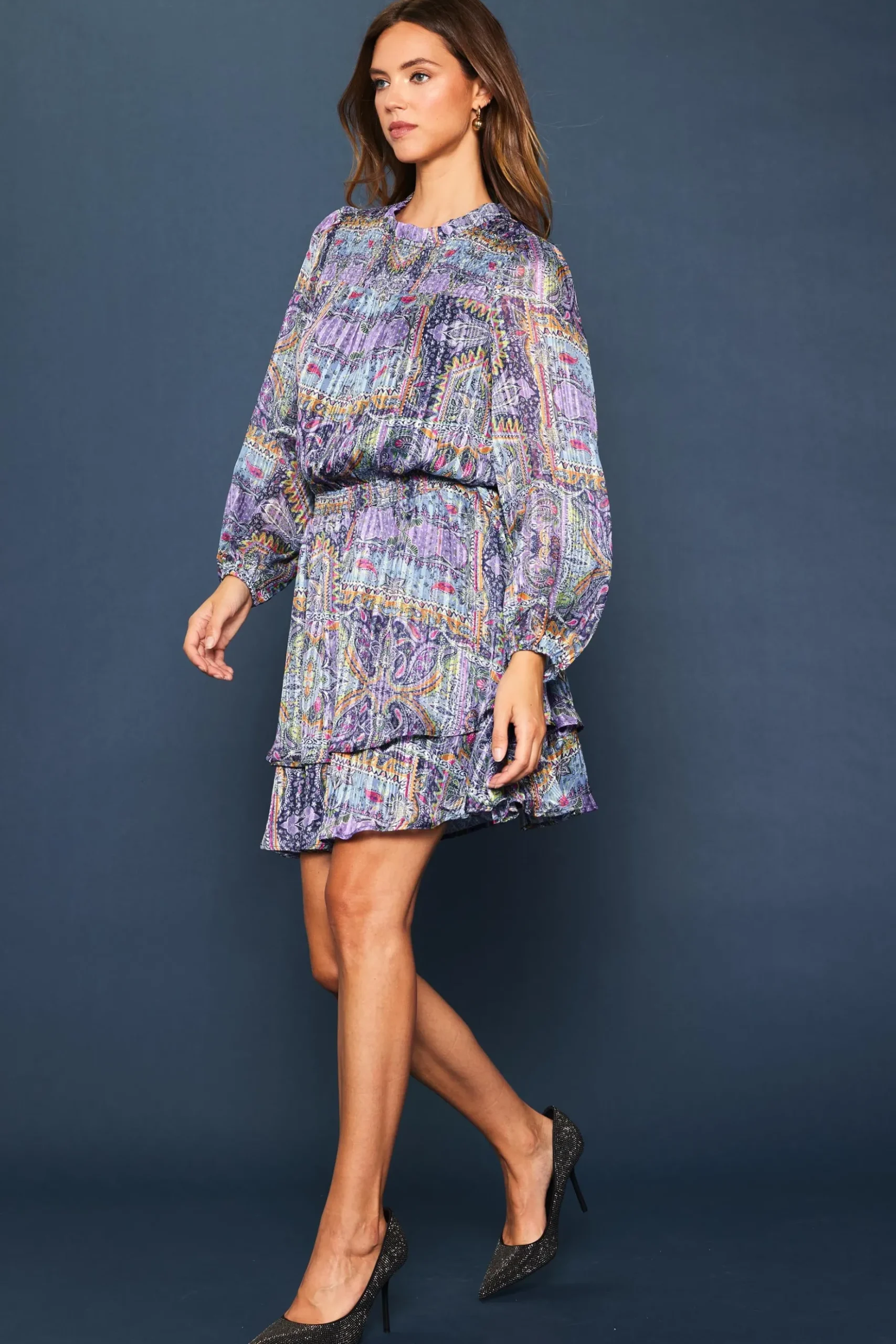Paisley Motif Smocked Mini Dress*SKIES ARE BLUE Best