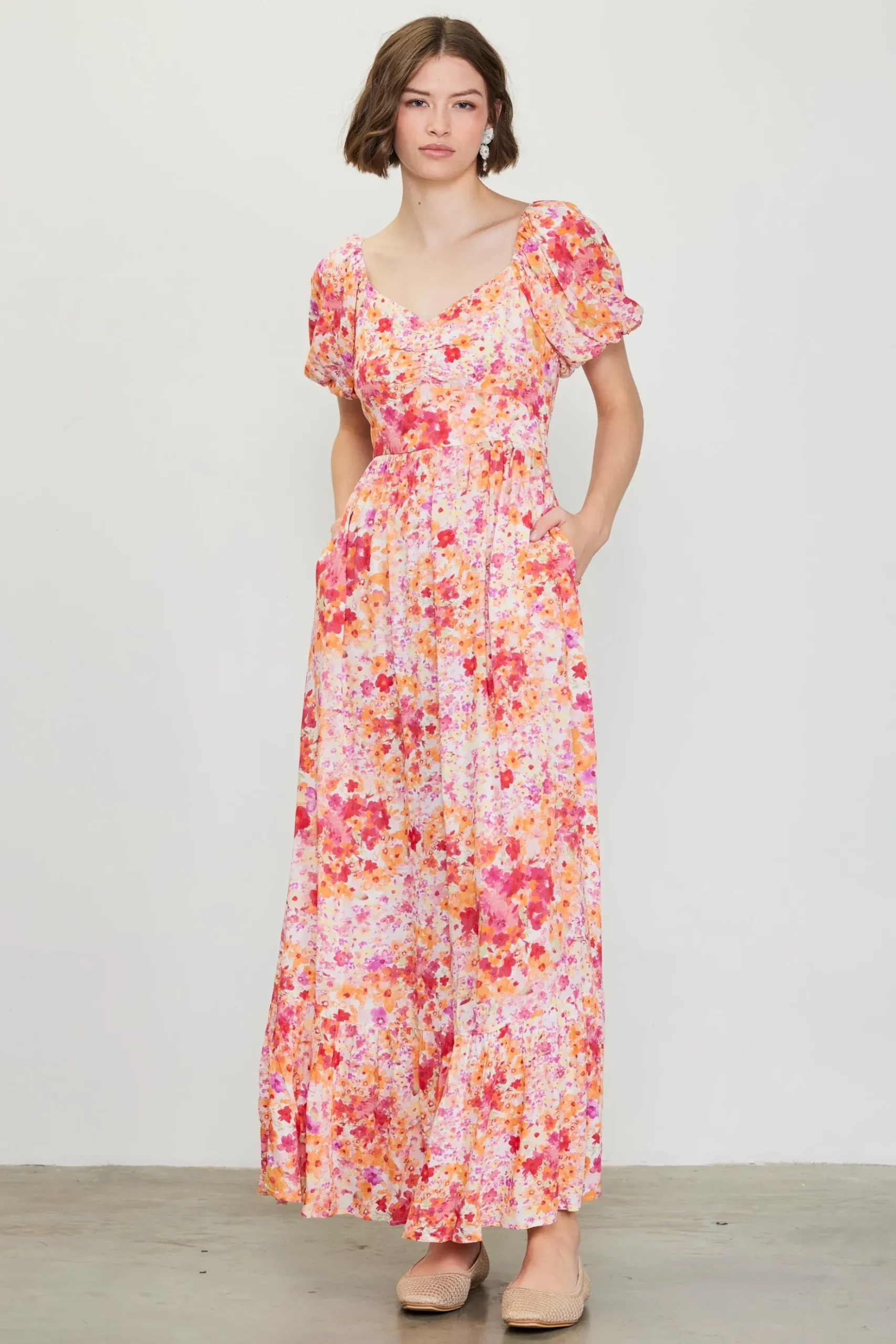 Peachy Floral Print Maxi Dress*SKIES ARE BLUE Outlet