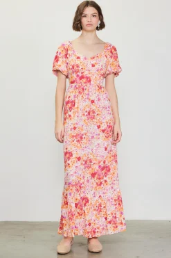 Peachy Floral Print Maxi Dress*SKIES ARE BLUE Outlet