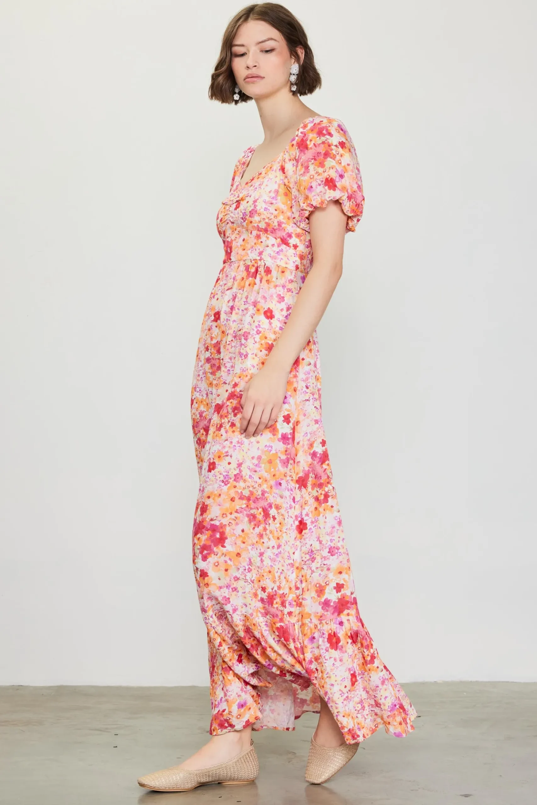 Peachy Floral Print Maxi Dress*SKIES ARE BLUE Outlet
