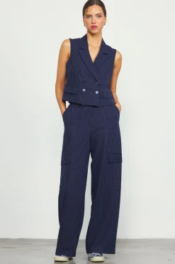 Pinstriped Double Breasted Vest*SKIES ARE BLUE Best