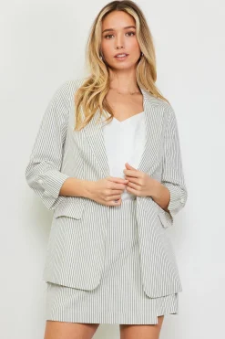 Pinstriped Rolled Sleeve Blazer*SKIES ARE BLUE New