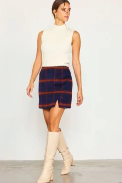 Plaid Front Slit Mini Skirt*SKIES ARE BLUE Sale
